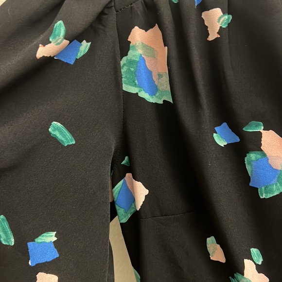 NWOT Topshop black flutter sleeve brushstroke midi dress Size 2 - Picture 5 of 7